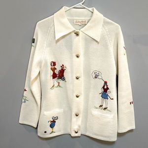 Vintage 70s golf “19th hole” embroidered cardigan